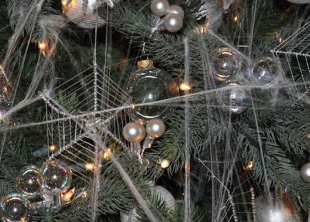 spider webs in christmas tree