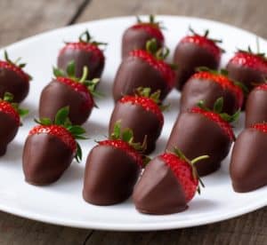 Gorgeous, perfectly ripe strawberries dipped in the richest Belgian milk chocolate imaginable